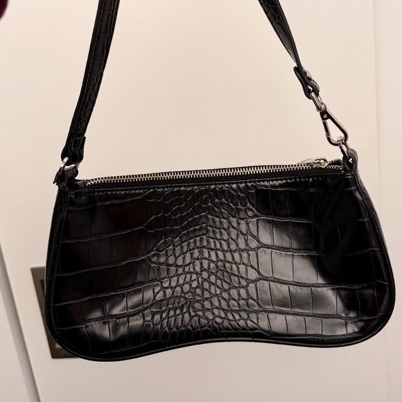 Black Croc Shoulder Handbag - Picture 1 of 5